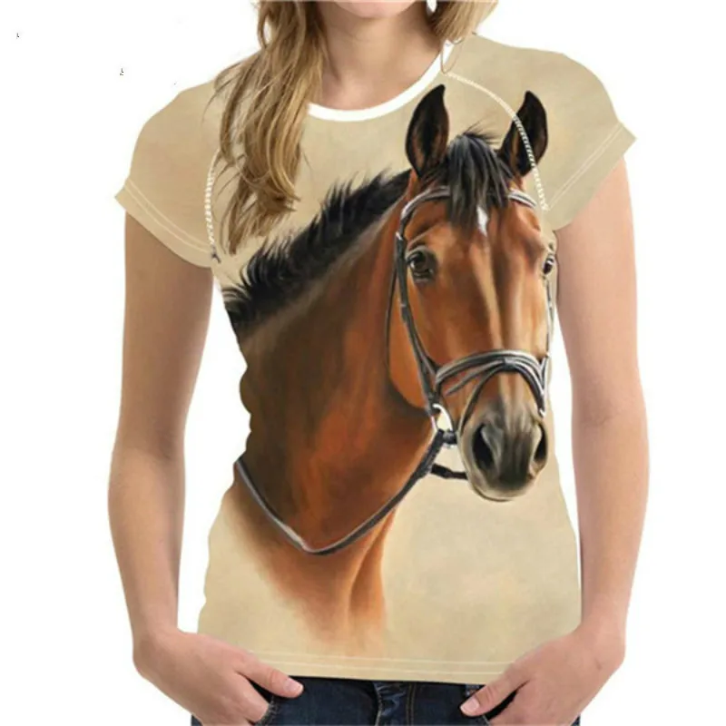 

2022 Crazy Horse 3D T-Shirt Men's Women's Animal Print Casual Tops O-Neck Short Sleeves Comfortable Versatile Tops