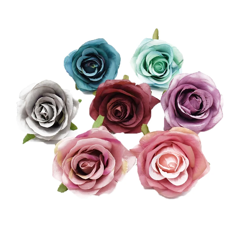 

10Pcs Retro Silk Rose for Christmas Wreath Home Decor Wedding Scrapbooking Candy Box Bridal Accessories Craft Artificial Flowers