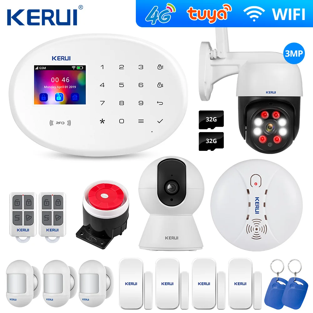 Комплект домашней сигнализации Kerui W204 4G Wifi Gsm домашняя сигнализация 3 Мп наружная
