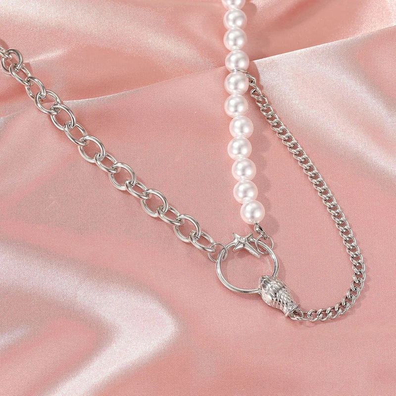 Модная цепочка до ключицы с жемчугом женское ожерелье в форме змеиной головы