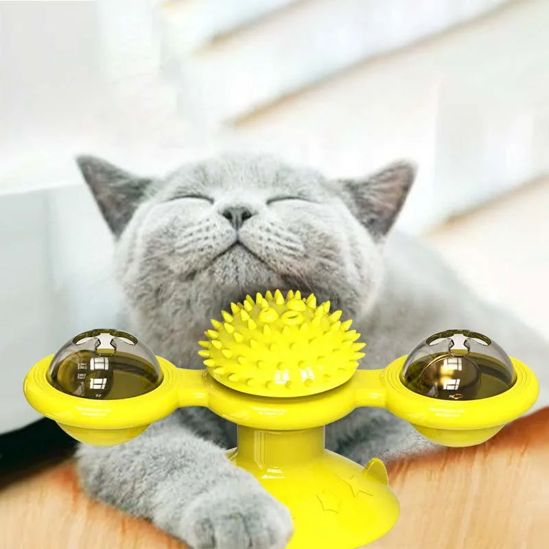 

Cat Toy Windmill Interactive Cat Puzzle Mint Game Toy with Gyro Turntable Suitable for Kitten Brushing Teeth Pet Supplies