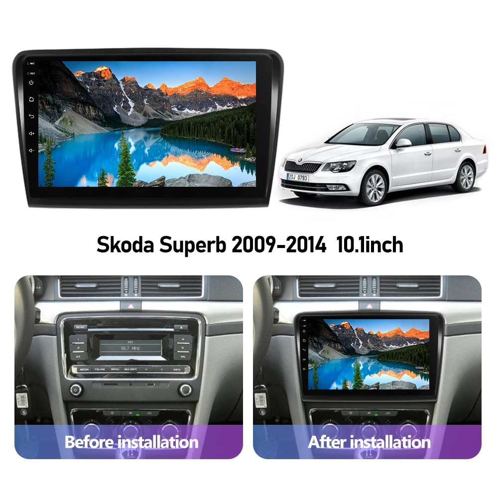 

Eunavi 2 Din Android Auto Car Radio For Skoda Superb 2 B6 2008 - 2015 Multimedia Video Player 2Din GPS Carplay 10.1inch QLED