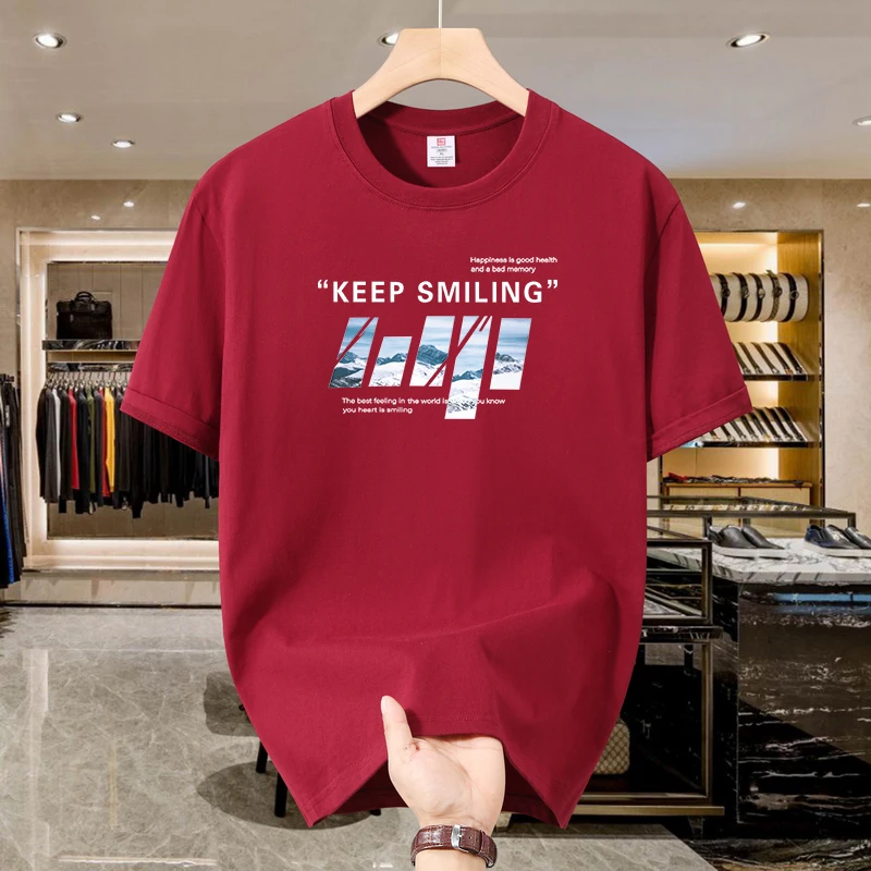 Футболка из 100% хлопка для мужчин и женщин KEEP SMILING футболка с принтом топы