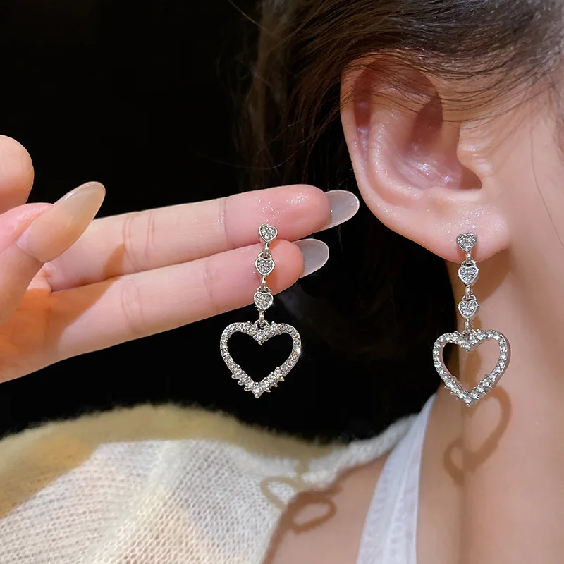 

HEYu Hollow Heart Drop Earrings for Women 2023 New Fashion Party Earrings Korea Style Simple Lady's Wedding Jewelry Accessories
