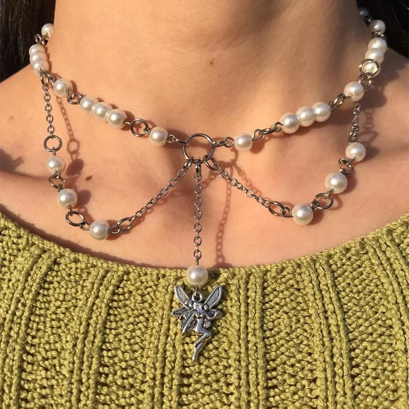

Fairy / Fairy Core Necklace 2021 Women's Aesthetic Declaration Silver Chain Necklace