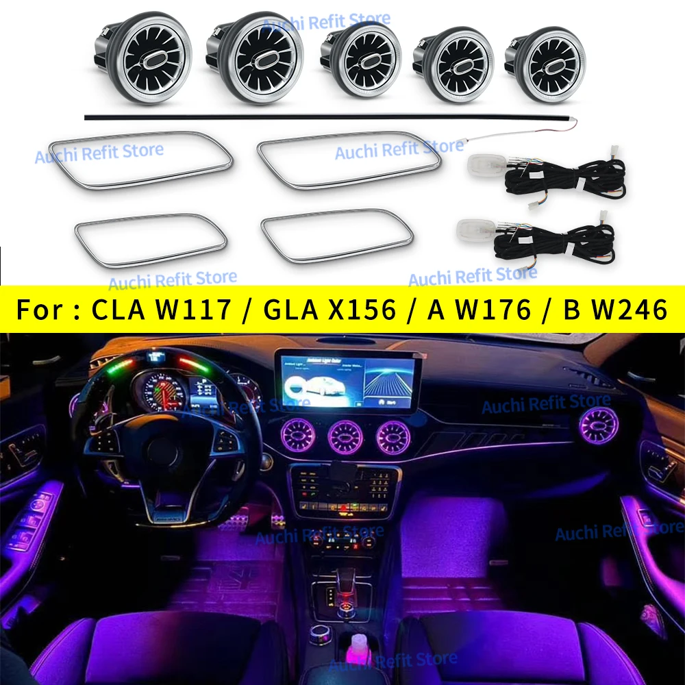 Новый 12-цветный светодиодный автомобильный вентиляционный вентилятор, лампа атмосферы для Mercedes-Benz AMG A/B/CLA/GLA Class W176 W117 W156 W246 Ambient Light Новый 12-цветный светодиодный автомобильный вентиляционный вентилятор, лампа атмосферы для Mercedes-Benz AMG A/B/CLA/GLA Class W176 W117 W156 W246 Ambient Light