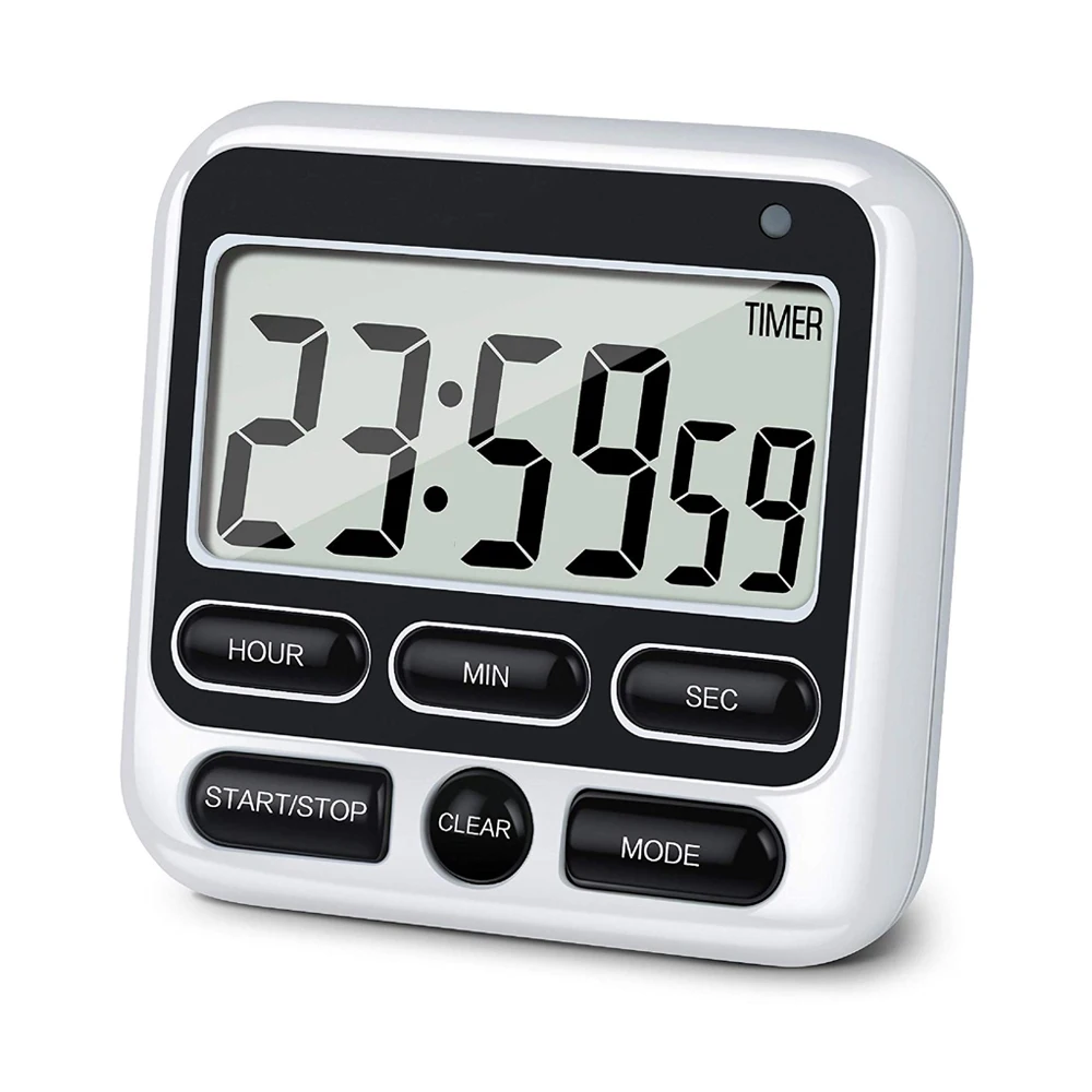 Digital Screen Kitchen Timer Large Display Digital Timer Square Cooking Count Up Countdown Alarm Clock Sleep Stopwatch Clock