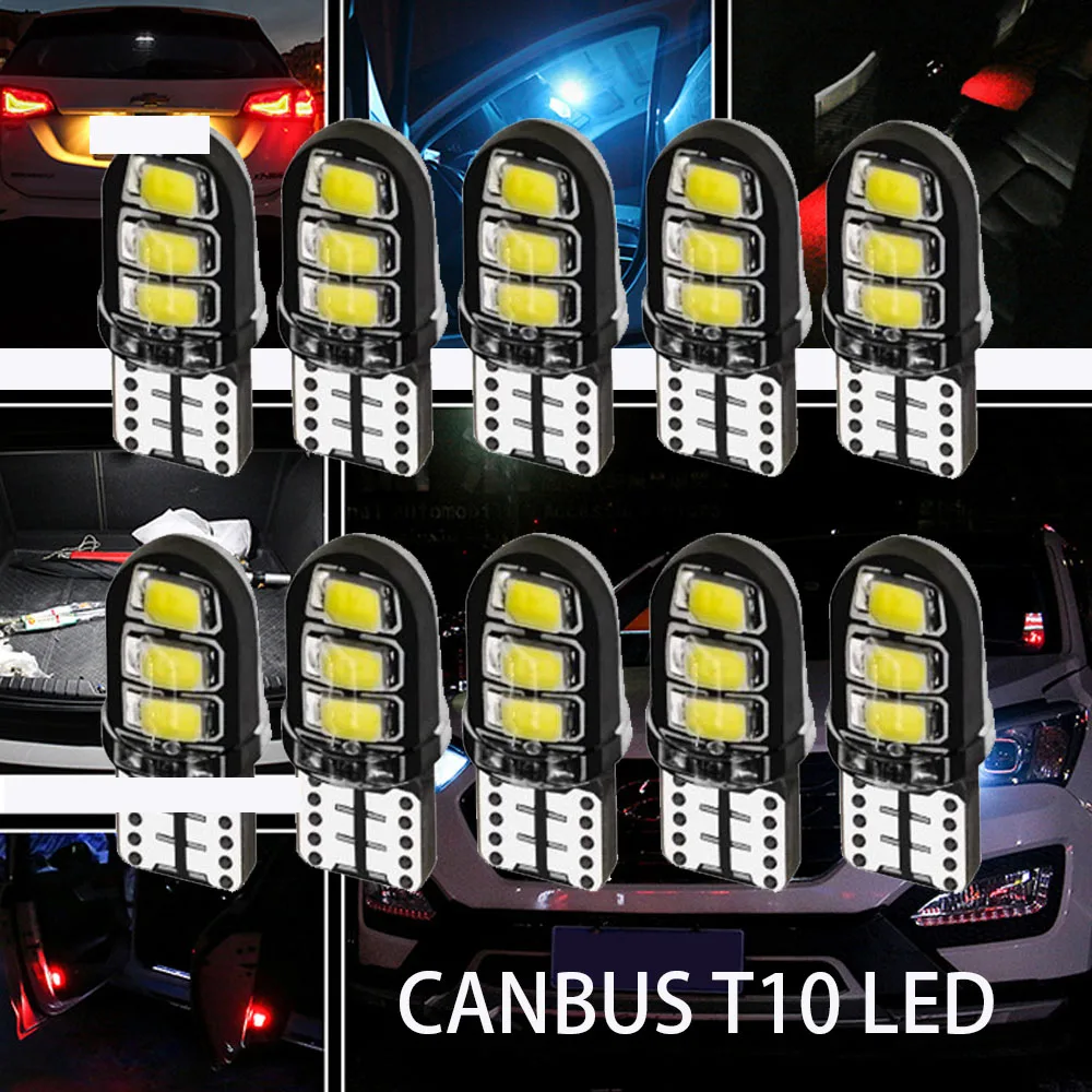 ZTZPE лампа номерного знака Bule Красный Зеленый 6000K T10 светодиодный CANBUS прозрачный Cob подсветка контур чтения боковая Лампа 12В 10CPS