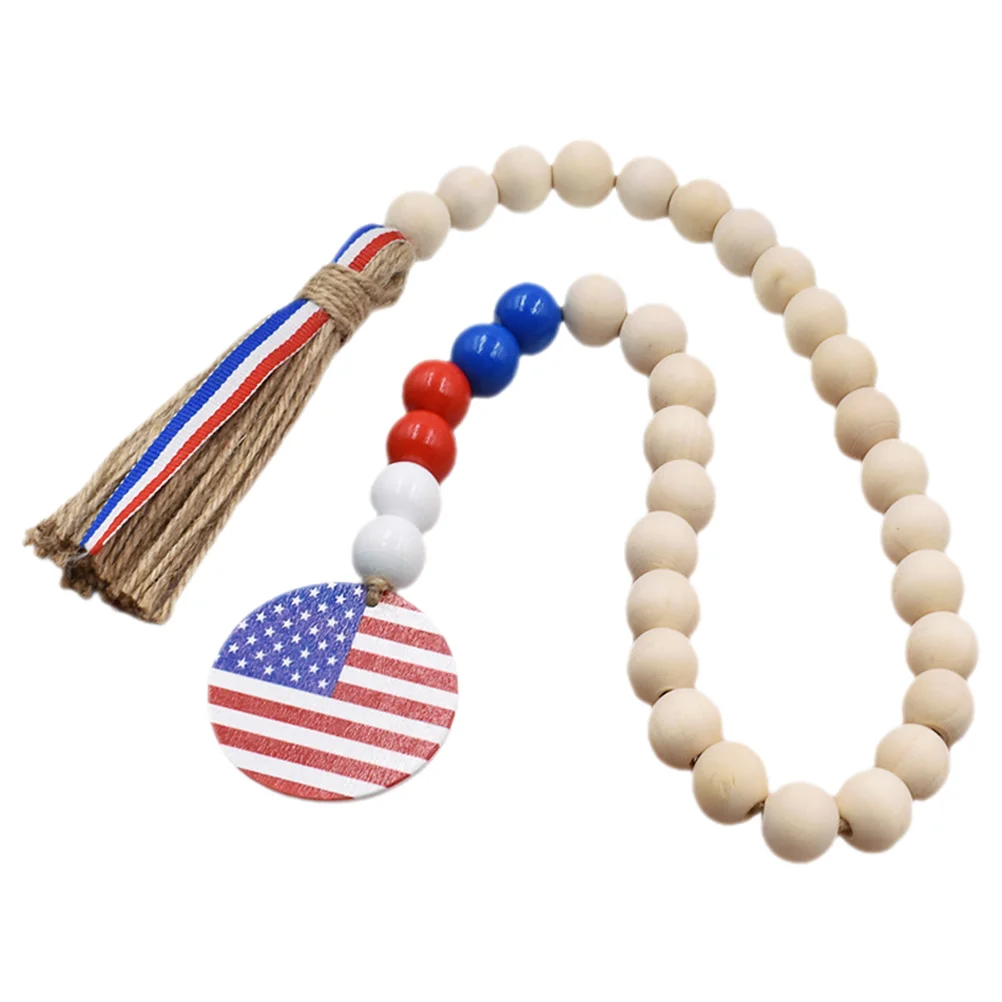 

Patriotic Style Beads Tassel Party Wood Beads Garlands Patriotic Wood Bead Garland Wood Bead With Tassel Wood Beads Garland