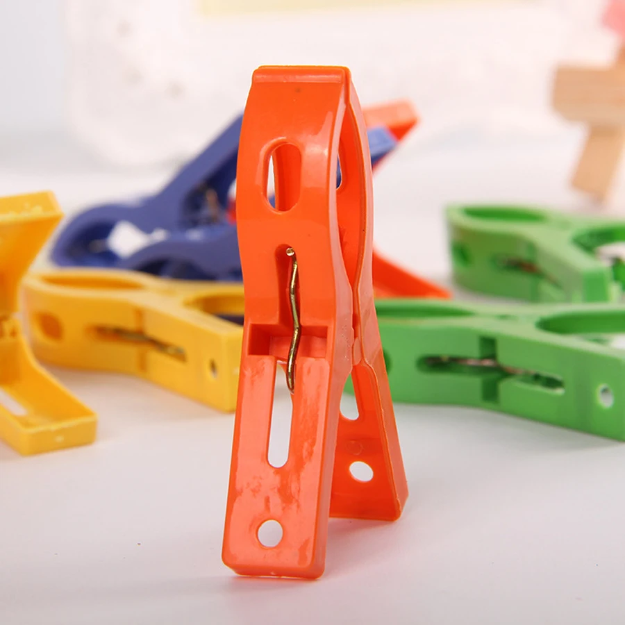 

8pcs Hanger Clips Large Plastic Windproof Fix Clips Beach Towel Clothes Pins Spring Clamp Clothespin Outdoor Drying Clothes Clip