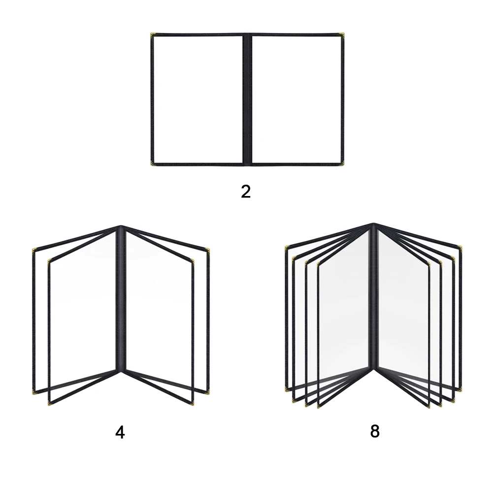 A4 Display Book Transparent Reusable DIY For Restaurant Bar Foldable Menu Cover Cafe Food Drink Kitchen PU Leather 2 4 8 Pages