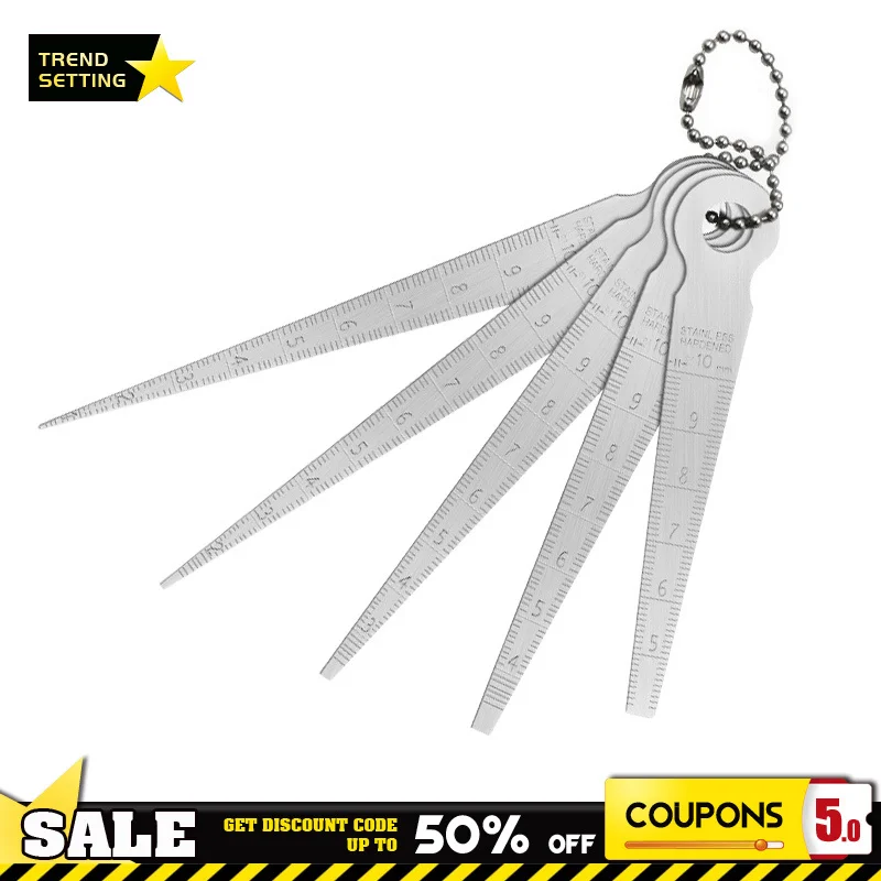 

5 Leaves 1-10mm Inside Calliper Gap Gauge Bore Gauge Slope Gage Wedge Ruler Feeler Cone Clearance Ruler Double Side Scale