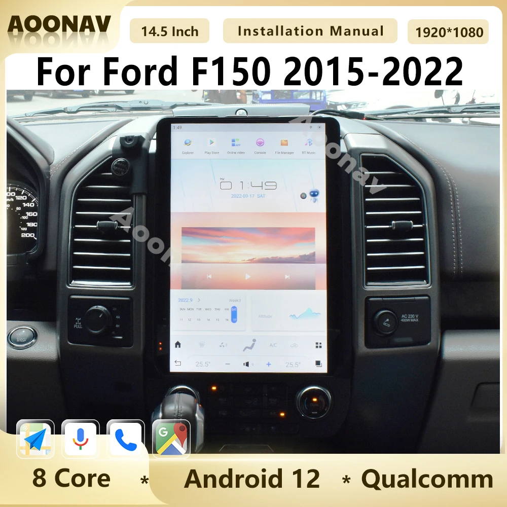 

Автомобильный радиоприемник Qualcomm на Android 12 для Ford F150 2015-2022, 14,5 Дюймов, сенсорный экран Tesla, мультимедийный плеер, 4G, беспроводное устройство Carplay