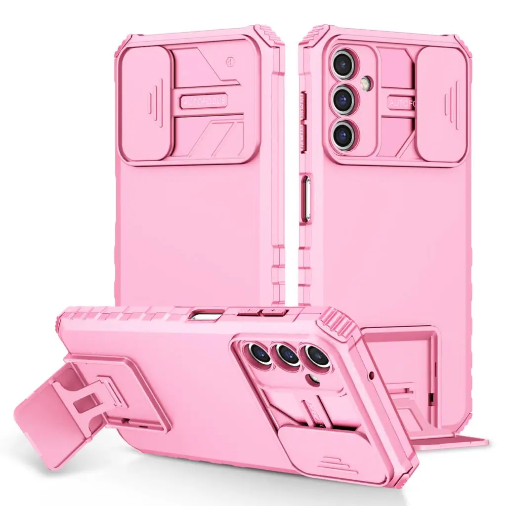 

For Samsung Galaxy A14 5G Camera Lens Protection Case Live Stand Phone Cover Shockproof Case for Galaxy F12 M12/A12 A13 A23 A33