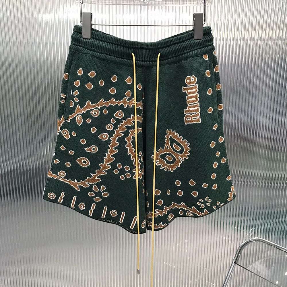 

Высококачественные зеленые Гавайские шорты 2023ss с принтом ревеня, повседневные Универсальные мужские брюки, Techwear, уличная одежда Y2k