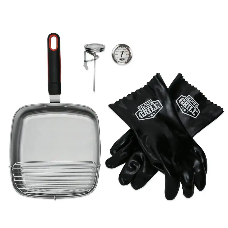 

Frying Kit for EASY Cooking, Red and Back Handle