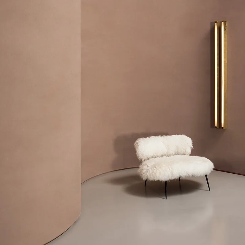 

Single sofa chair Italian style light luxury wool chair designer creative wool chair lazy balcony chair