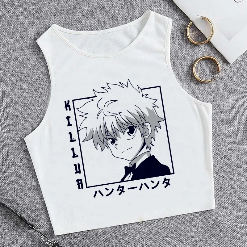 Укороченный топ футболка Hunter X майка укороченный в стиле Харадзюку мультяшная