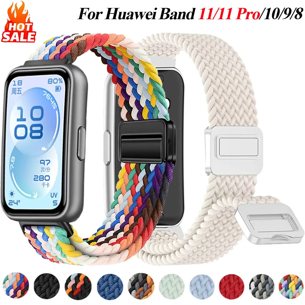 Фото Официальный плетеный нейлоновый ремешок с магнитной застежкой для Huawei Band 11/11 Pro, браслет для Huawei Band 8/9/10/11/11 Pro №1