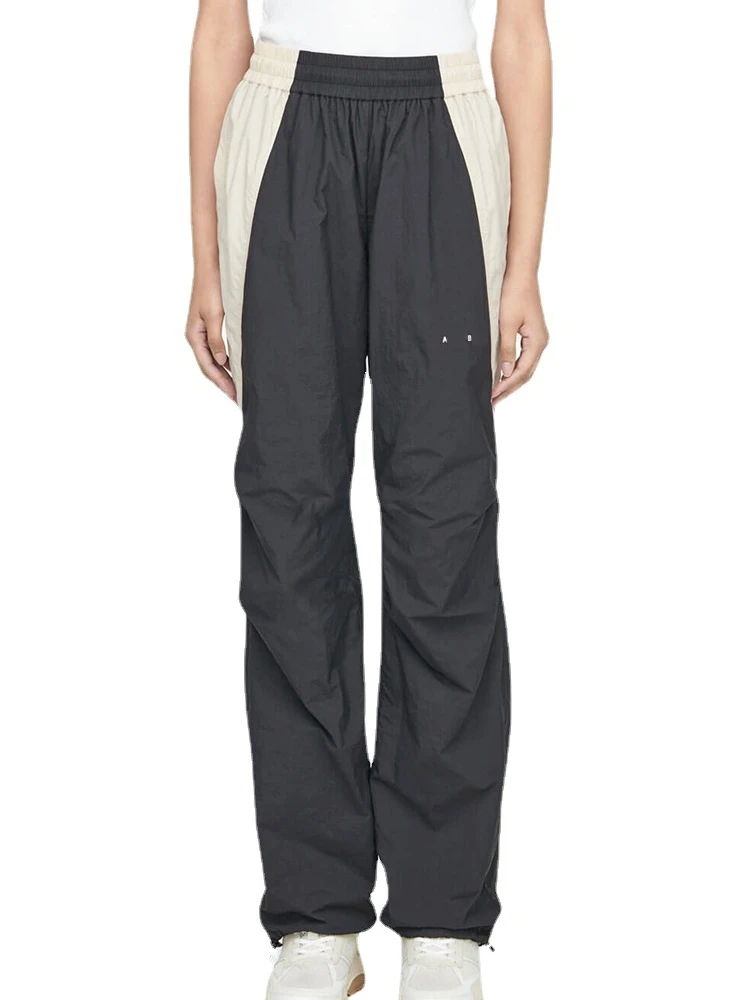 

Autumn Winter New Letters Contrast Color Windproof Elastic Waist Straight Casual Sports Long Pants