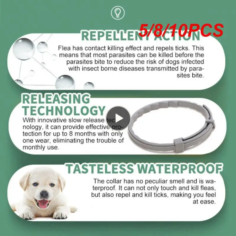 

5/8/10PCS For Puppy Cat Big Dog Insect Repellent Collar In Vitro Deworming Ring Drive Away Fleas And Tick Flea Collar