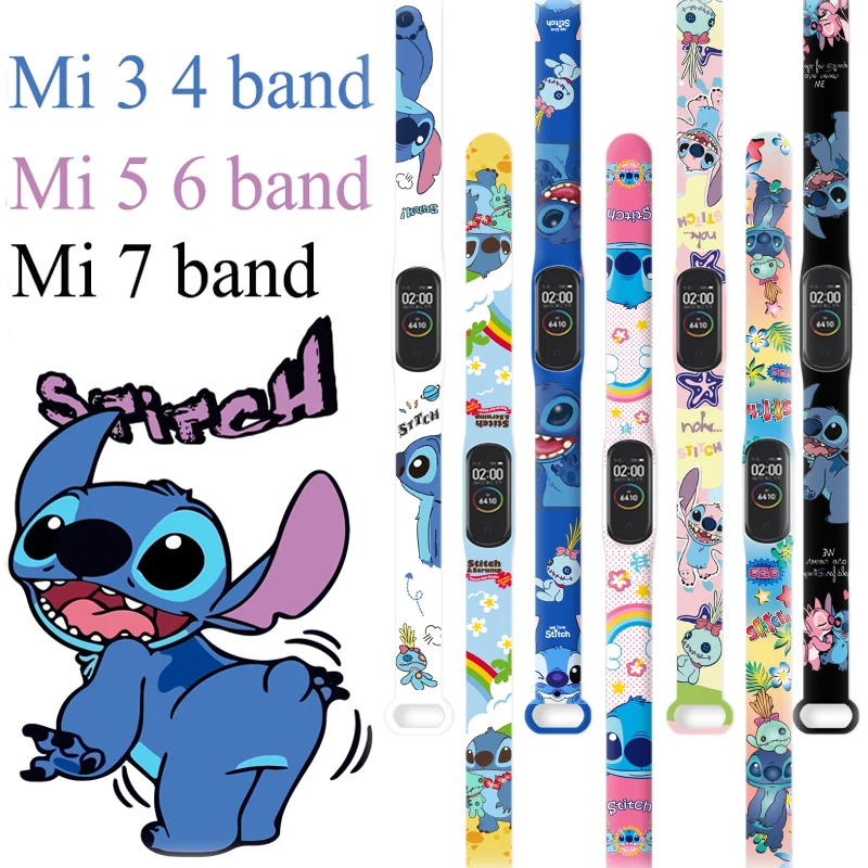 Stitch Cartoon Strap for Xiaomi Mi Band 7 6 5 4 3  Silicone Wrist Strap for Xiaomi Mi Band 3 4 5 Bracelet Miband 7 for Man Child