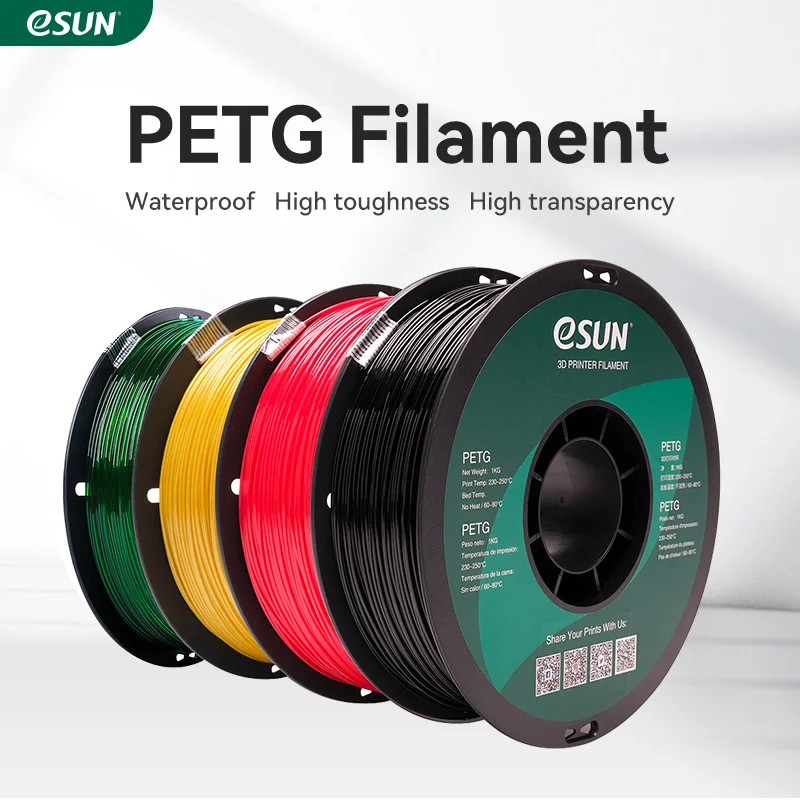 Филамент eSUN PETG для 3D-принтера, точность 1,75 мм +/-0,05 мм, нить для 3D-принтера 2 кг/3 кг, материалы для 3d-печати, Филамент PETG Филамент eSUN PETG для 3D-принтера, точность 1,75 мм +/-0,05 мм, нить для 3D-принтера 2 кг/3 кг, материалы для 3d-печати, Филамент PETG