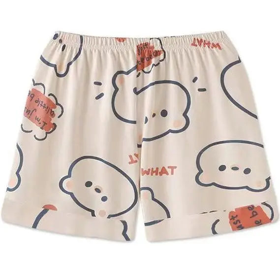 Women'S Pajamas Summer Short Sleeve Shorts Women'S 2 Piece Set Japanese Loose Kawaii Cartoon Satin Home Dress Underwear Set