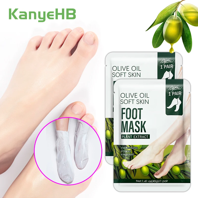 

4pcs=2pairs Feet Moisturizing Olive Foot Mask Remove Dead Skin Calluses Anti Crack Heel Foot Peeling Exfoliating Foot Care A1244