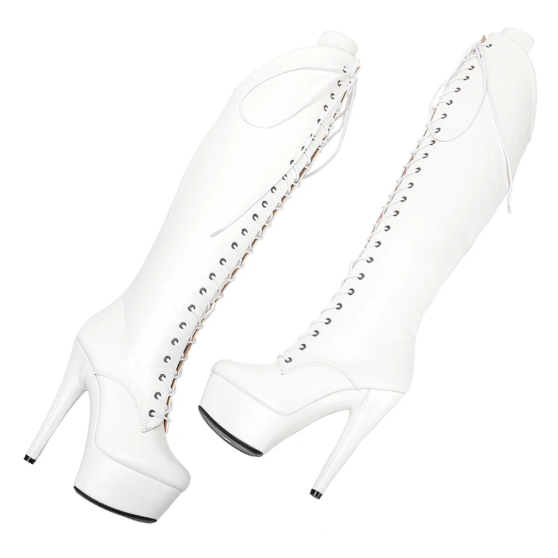 Leecabe 15CM/6Inches  PU  upper High Heel platform Boots Closed toe  Pole Dance boot