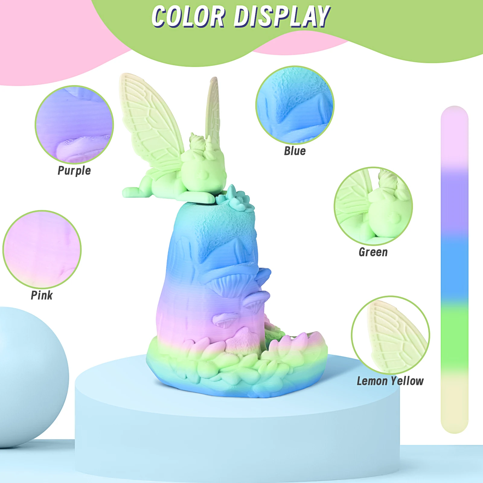 Филамент для 3D-принтера ERYONE 3KG Matte Rainbow PLA 1.75 мм, премиум-класс, матовая градиентная многоцветная отделка, без бликов, рулон 1 кг, выгодный набор (art.: 3920da8bb26dd) - 3920da8bb26dd