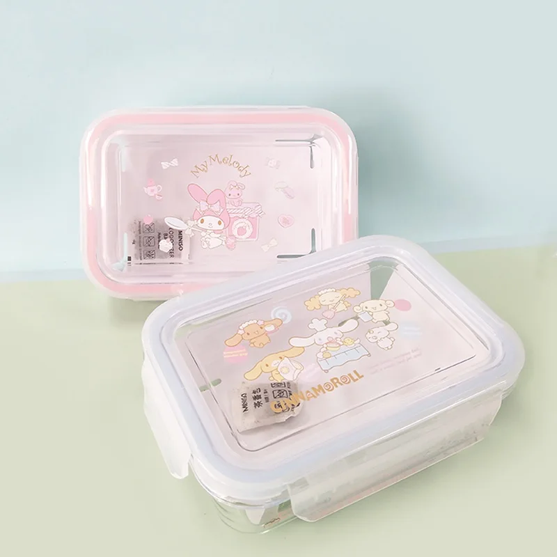 

Sanrioed Anime Lunch Box Kawaii Kt Cat Mymelody Household Students Children Fruit Lunch Bento Microwave Camping Food Storage Box