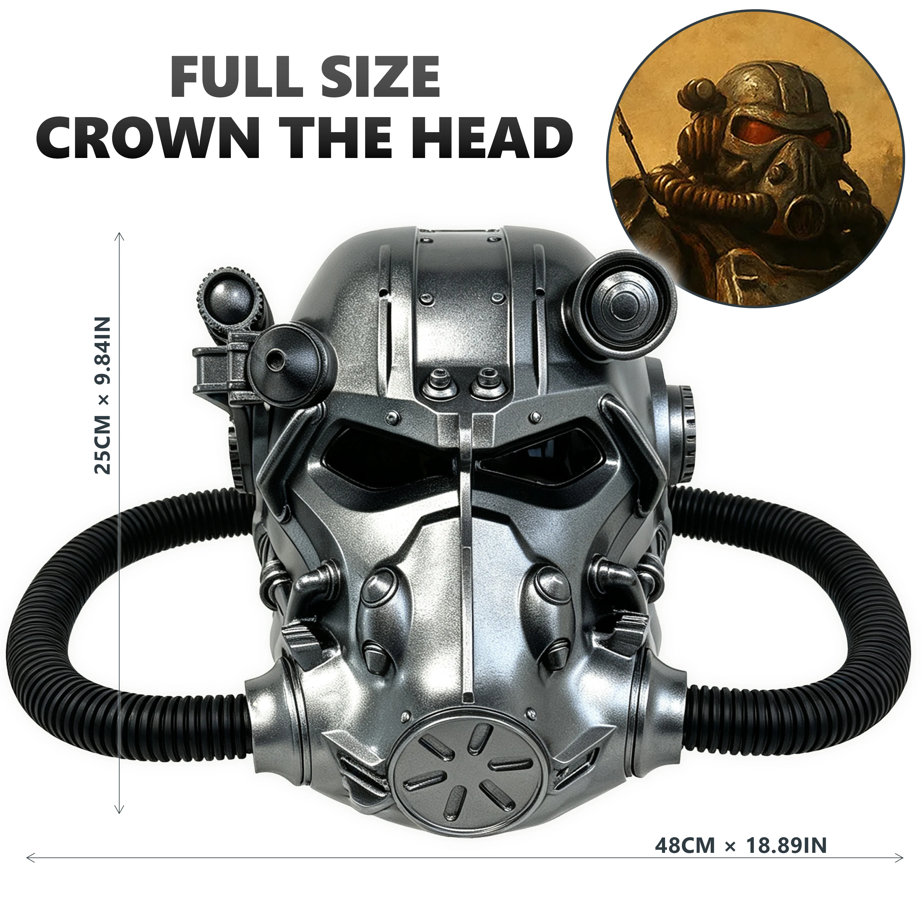 Фото Постапокалиптическая маска-шлем T-60 Power Armor из смолы, полнолицевая маска для мужчин, аксессуар для Хэллоуина, маскарада, карнавала, косплея, для взрослых. №4