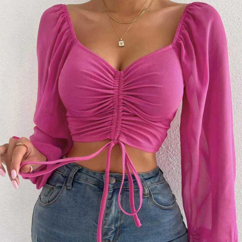 

Summer New Women's Fashion Solid Color Long Sleeve Raglan Sleeve T-Shirt Casual Tops Blouses
