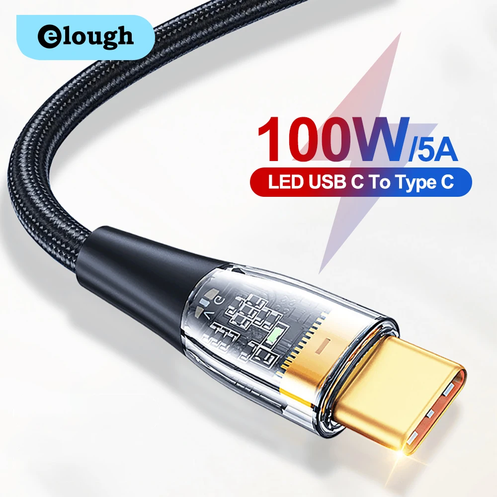 

Кабель зарядный Elough с USB C на USB Type C, 6 А/66 Вт, 100 Вт