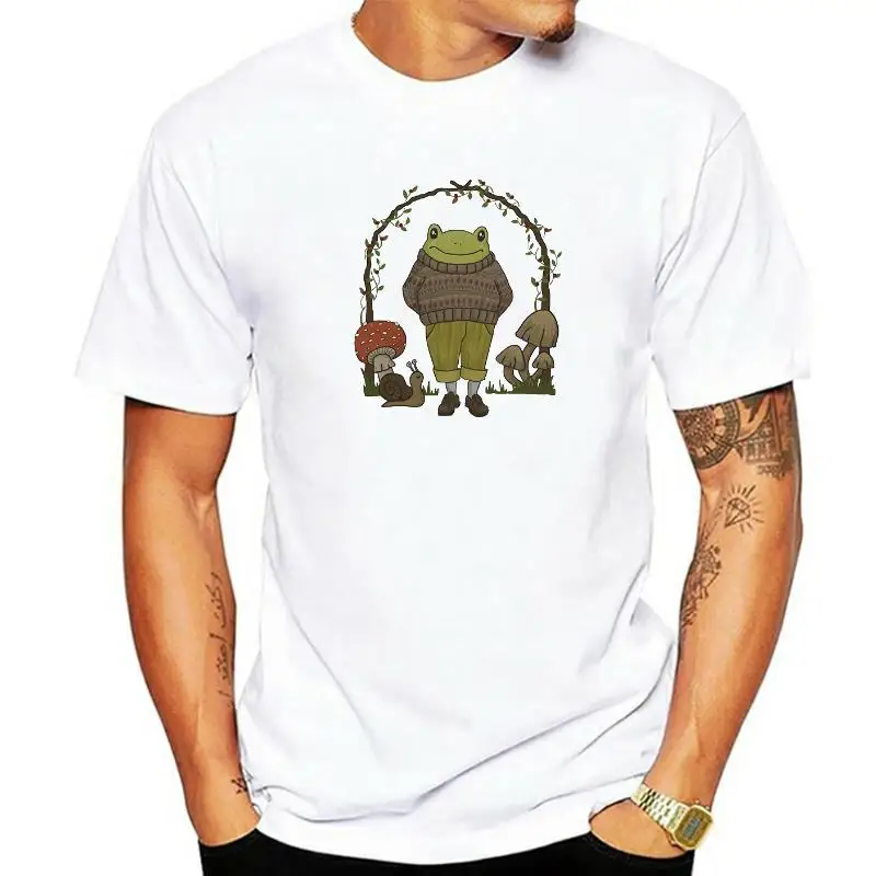 

Goblincore Эстетическая лягушка гриб хлопковая темная Академия винтажная 100% хлопковая Летняя мужская новинка футболка оверсайз