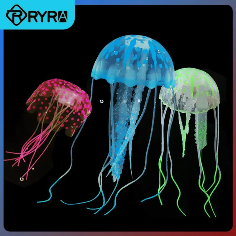 

2/4/5PCS Simulated Jellyfish Glowing Effect Fish Tank Landscape Aquarium Decoration Silicone Jellyfish Floating Random Color