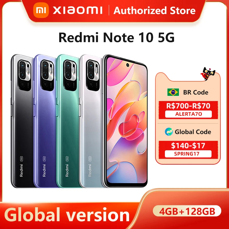 

Global Version Xiaomi Redmi Note 10 5G NFC 4GB 128GB Smartphone Dimensity 700 90Hz Display 48MP Camera 5000mAh