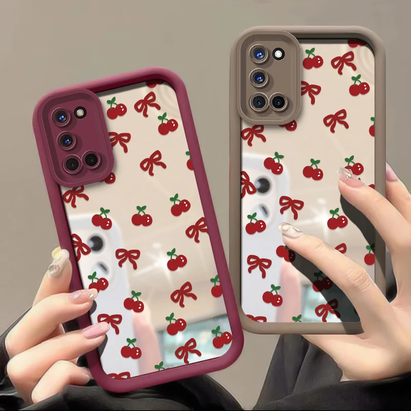 Корейский силиконовый чехол с милым вишневым бантом для OPPO F17 Pro 4G F27 5G F25 F23 F21 F19S F19