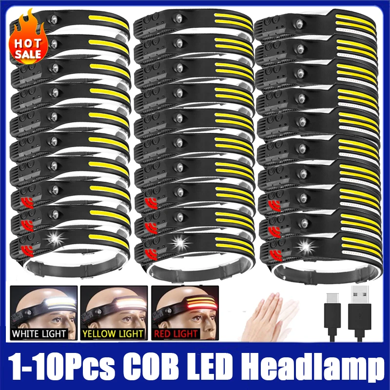 Фонарь налобный светодиодный с зарядкой от USB 4 режима 1-10 шт. | Освещение