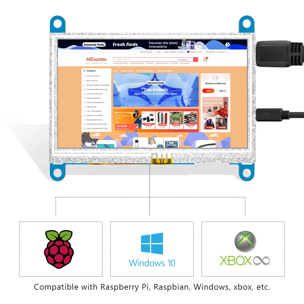 4 3 дюймовый ЖК-дисплей для raspberry pi 3/4 banana orange Модуль AIDA64 сенсорный экран с