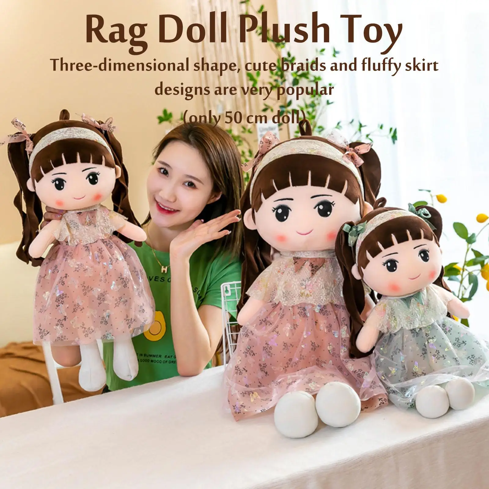 

50cm Plush Baby Girl Toys Kawaii Girl Dolls With Dress Stuffed Princess Doll Plush Toys For Wedding Rag Doll Baby Kids Playmate