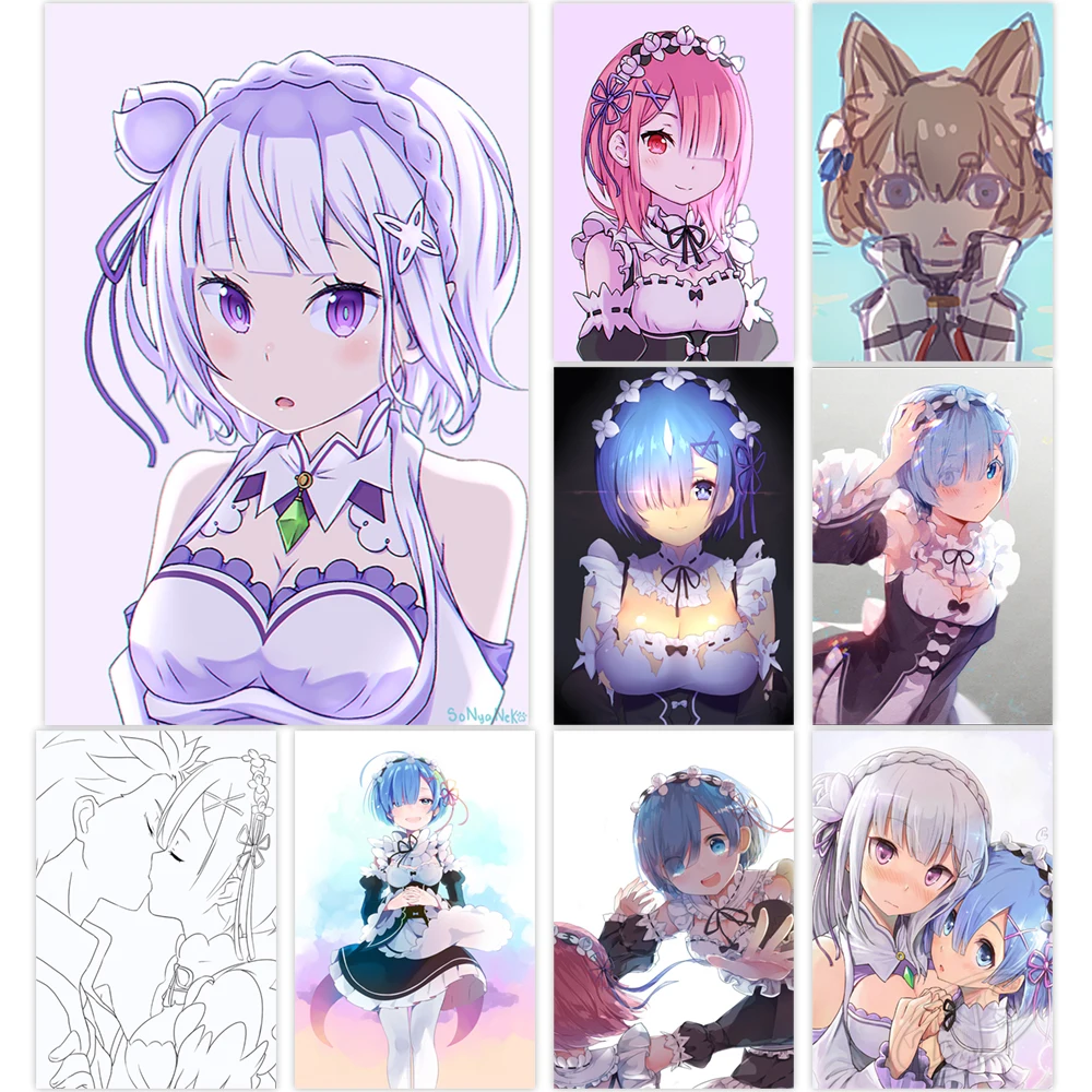 

Настенные плакаты с принтом «кара хаджимеру», Декор для дома, Картина на холсте Re:Zero, Rem Ram, Современная Модульная картина для спальни