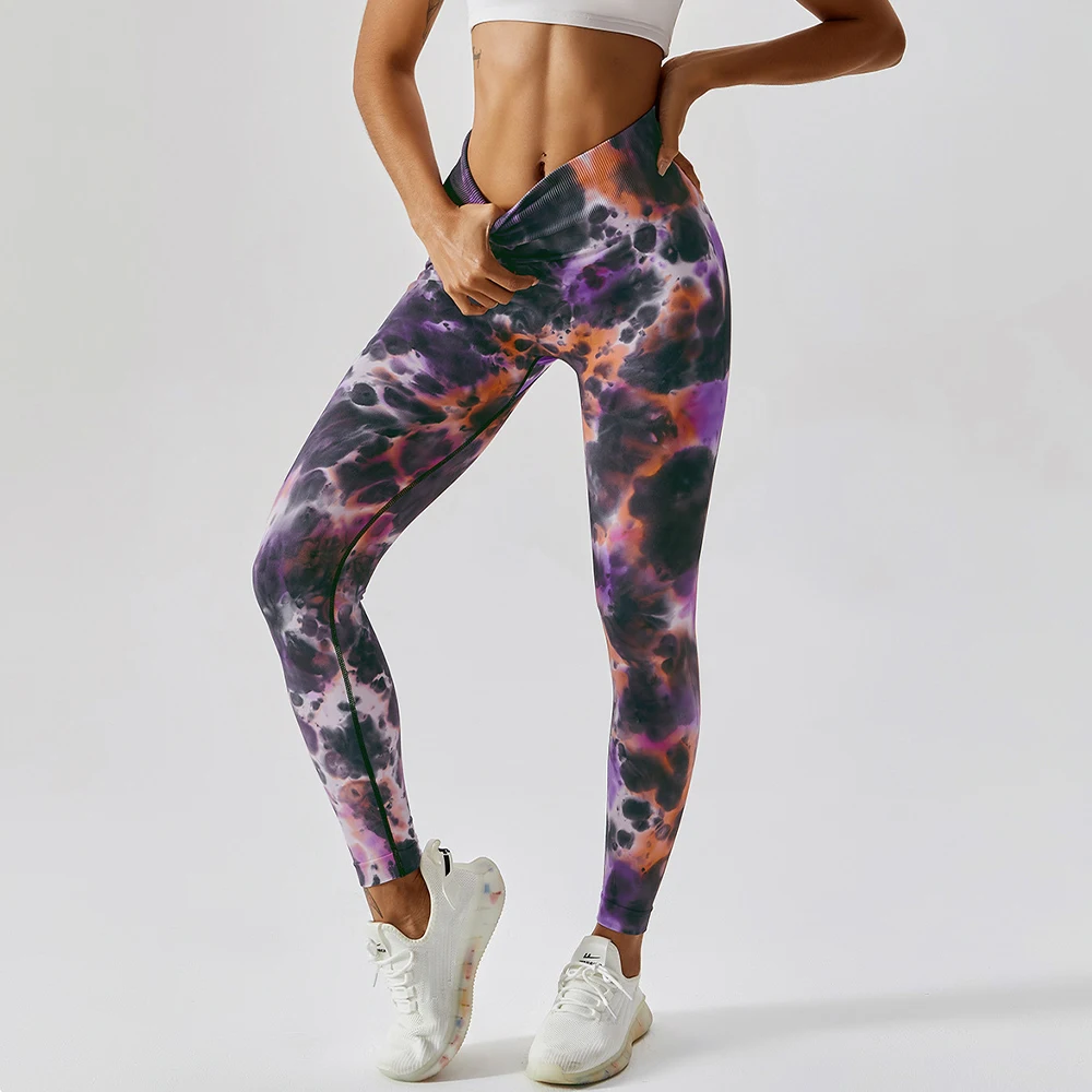 Yoga Leggings Women 2023 New Seamless Sport Pants Tie Dyed High Waist Leggings Tight Running Pants Hip Lifting Gym Fitness Pants