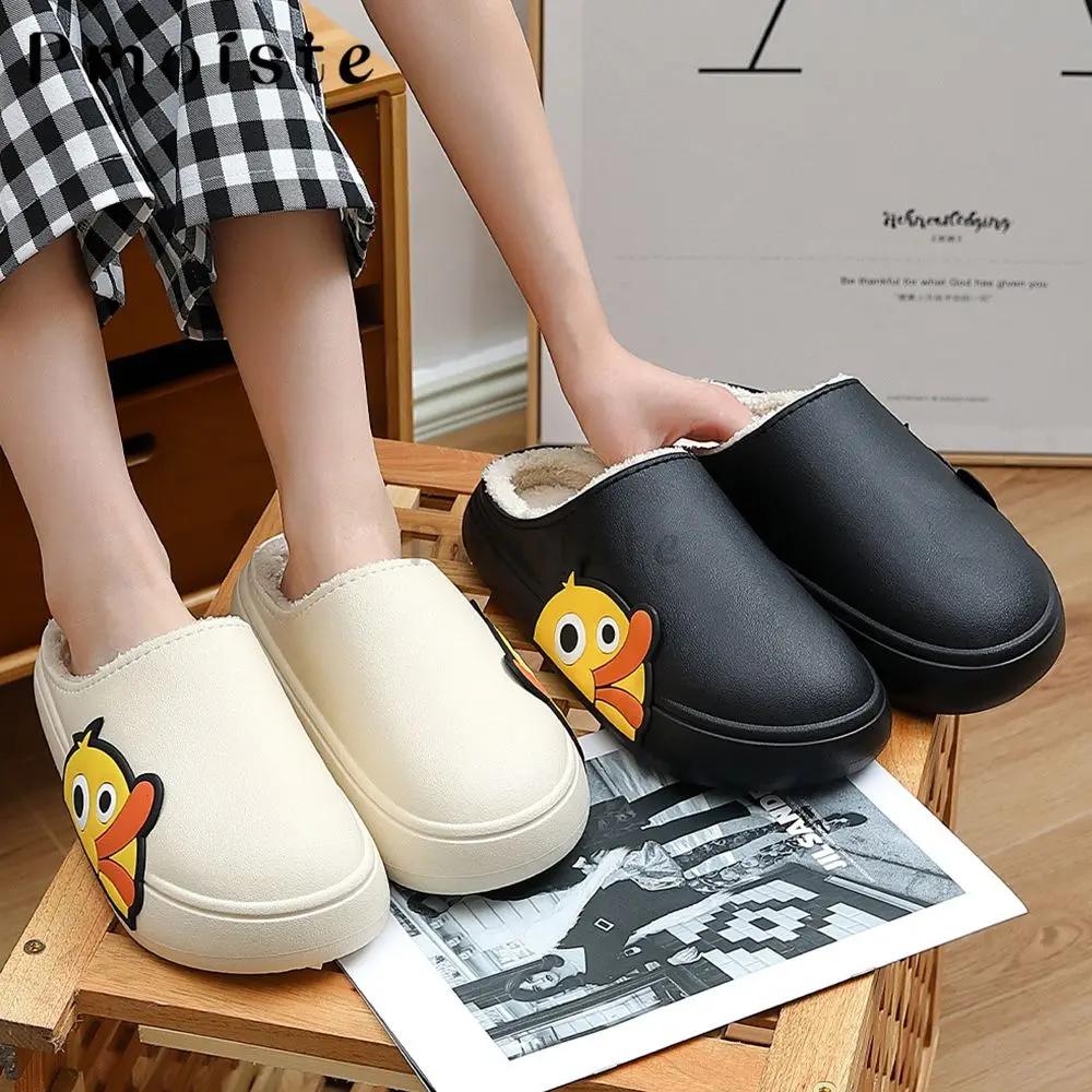Duck Slippers 2022 Winter Home Slippers Comfortable Fur Platform Thick Sole Soft Slippers Waterproof Indoors Warm Women Slippers