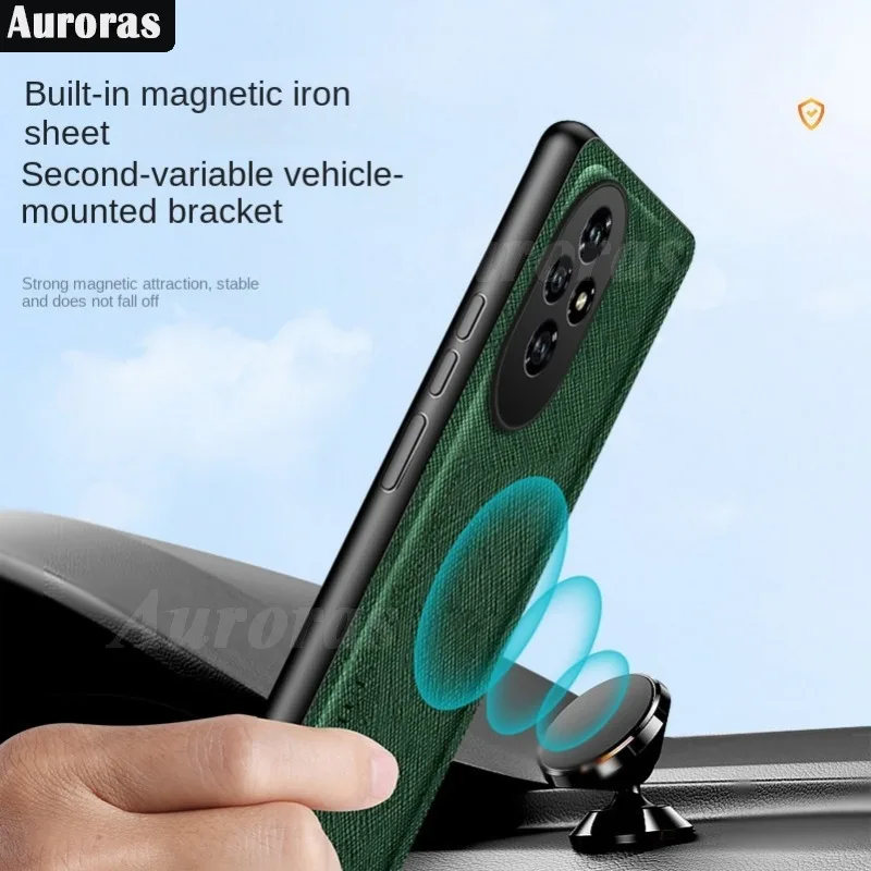 Auroras для Honor 200 Pro чехол Магнитная пластина кожаная Текстура силиконовый мягкий 100