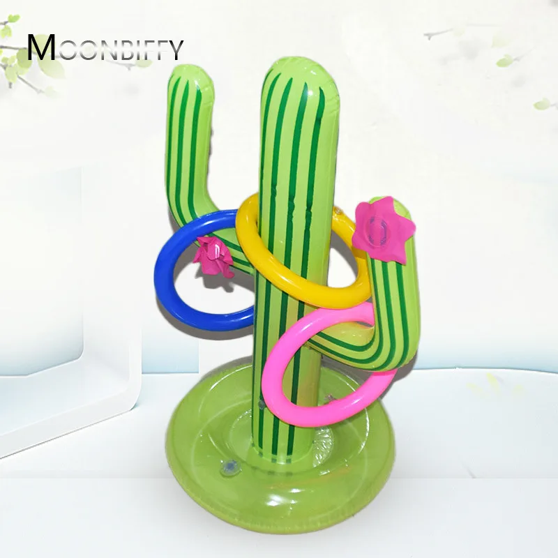 

Outdoor Swimming Pool Accessories Inflatable Cactus Ring Toss Game Set Floating Pool Toys Beach Party Supplies Party Bar Travel