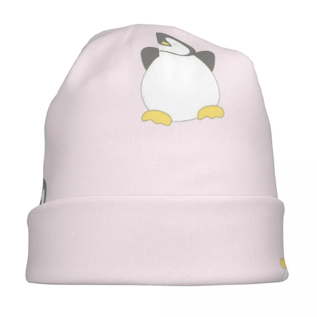 

Cute Cartoon Penguin With Pastel Pink Hat for Men And Women Knitted Bean es Soft Turban Hat Hip Hop Beanie