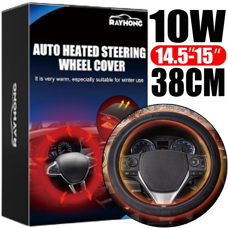 

Car Heated Steering Wheel Cover Universal Steering Wheel Warmer Heated Protective Covers Winter Warm Anti-slip Protector