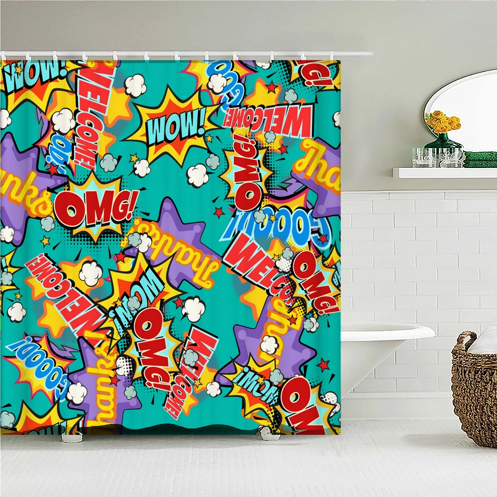 Высококачественные тканевые занавески для душа с мультяшным принтом забавные